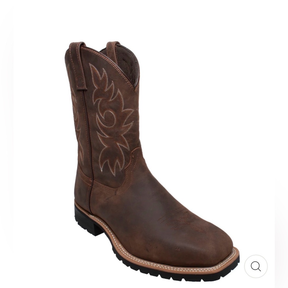 AdTec MEN'S 12" WESTERN SQUARE TOE WORK BOOT- BROWN [STEEL TOE], Men’s Size 13M